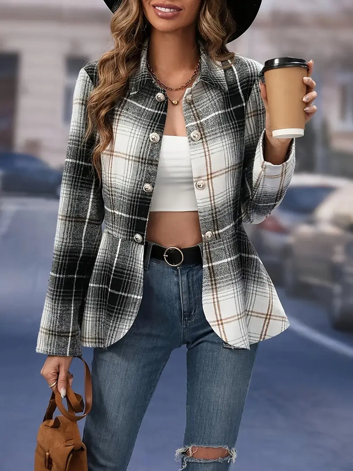 Lina™ - Elegant Rutigt Blazer
