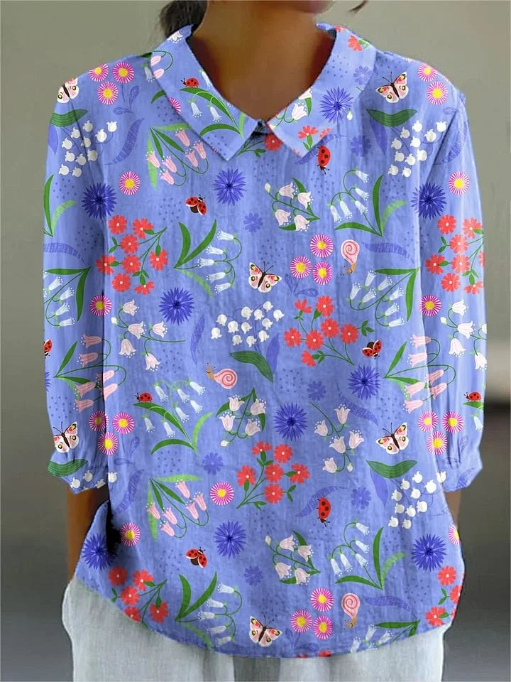 Lisbeth - Vintage Färgglad Blus
