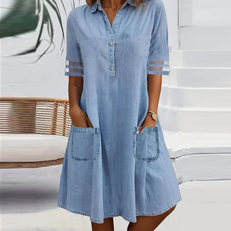 Dana | Denim Miniklänning med Sidofickor