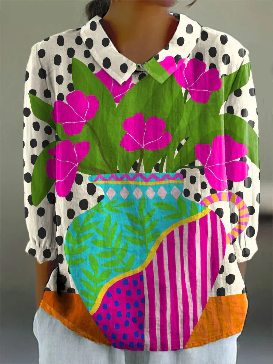 Gitte - Vintage Färgglad Blus