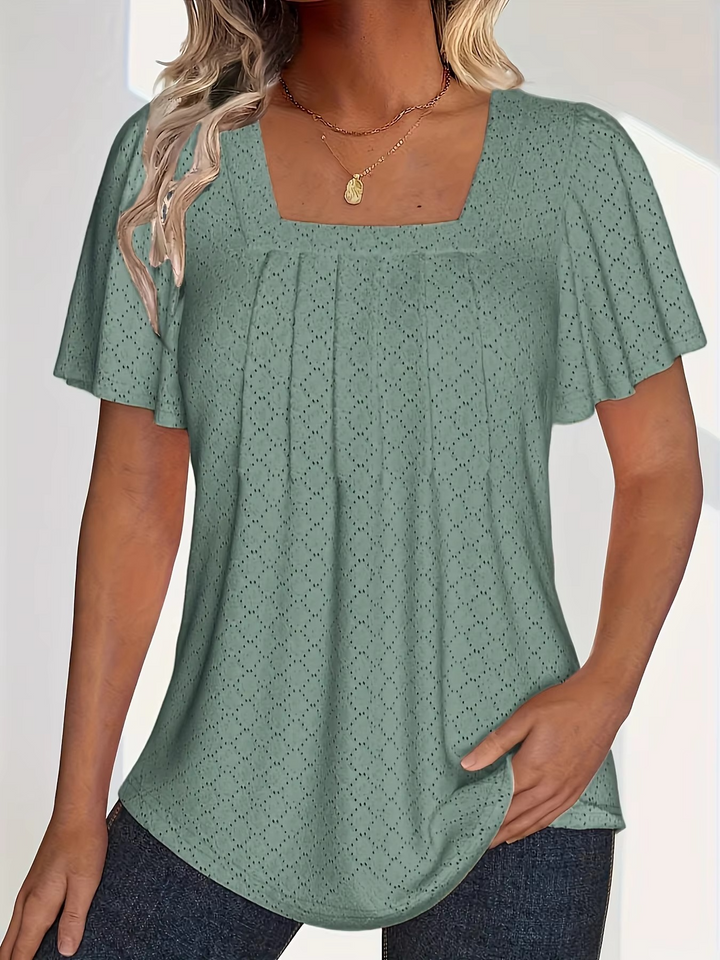 LANA™ | Mirelle – Blus med fyrkantig halsringning och textur