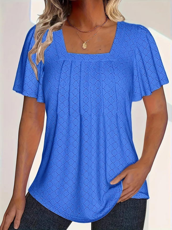 LANA™ | Mirelle – Blus med fyrkantig halsringning och textur