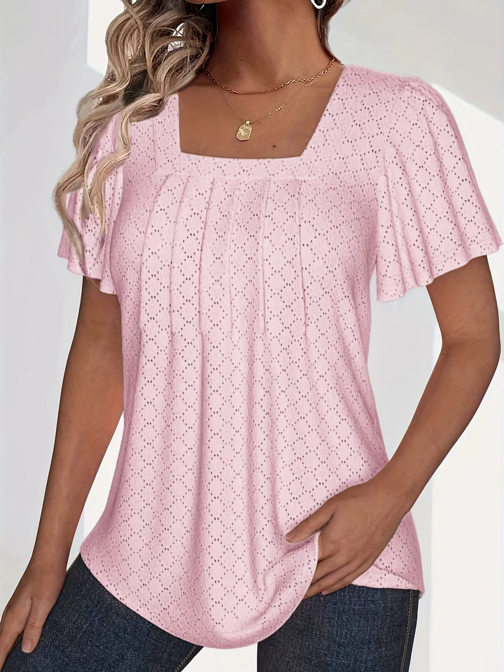 LANA™ | Mirelle – Blus med fyrkantig halsringning och textur