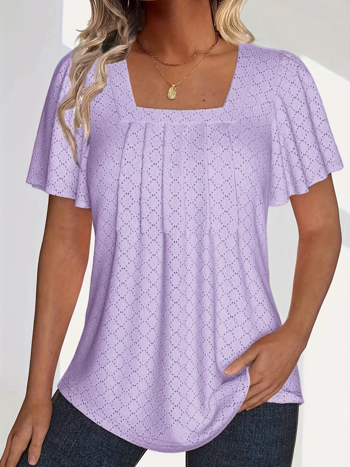 LANA™ | Mirelle – Blus med fyrkantig halsringning och textur