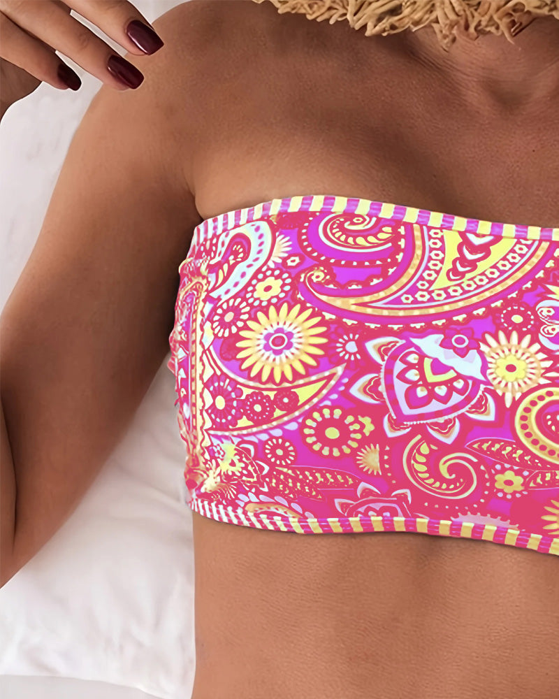 Baddräkt – Tvådelad med etnisk stil och mönster