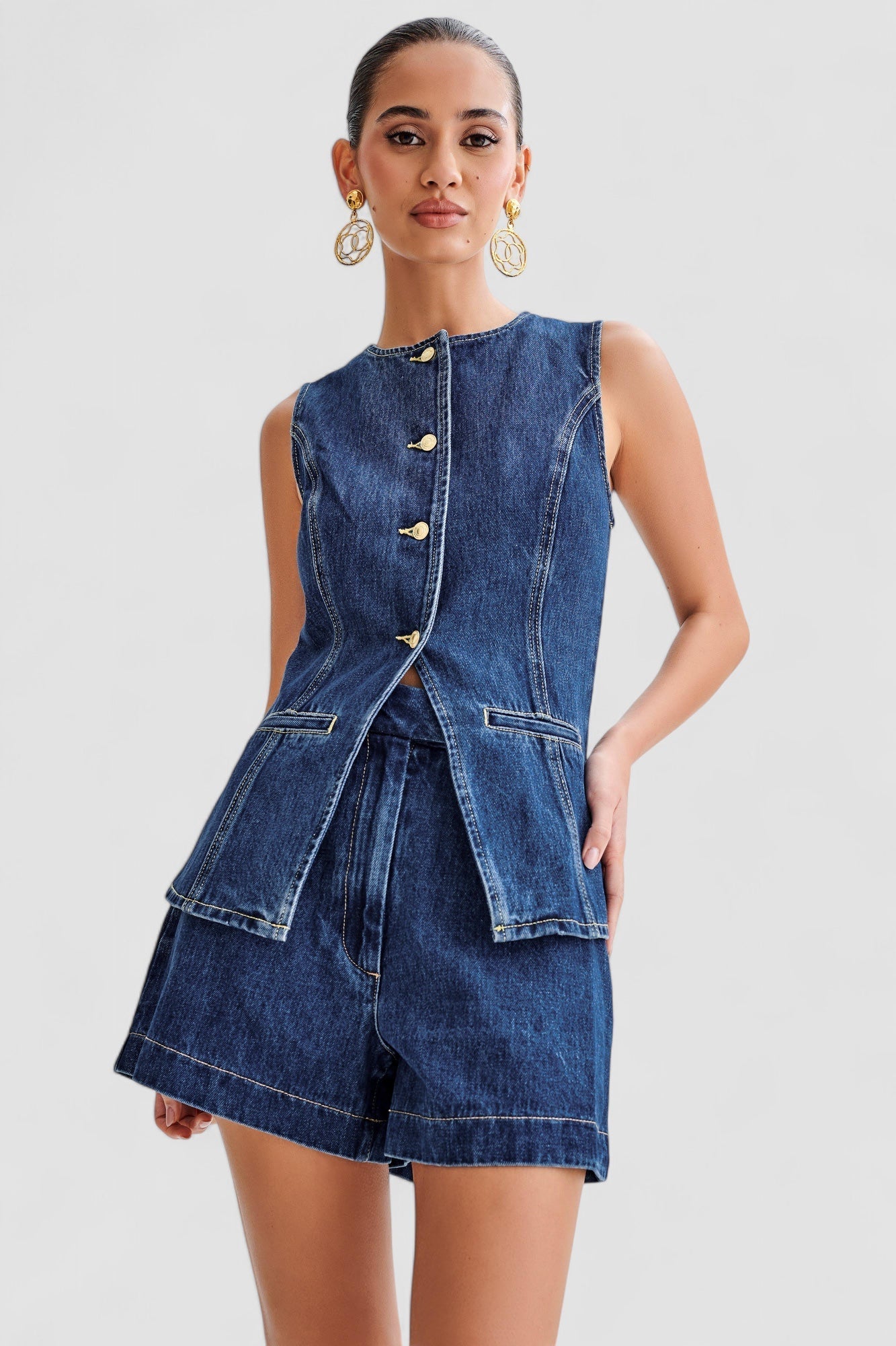 LANA™ | Trendigt denimset med knappar