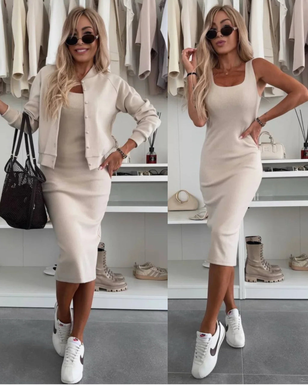 Valerie™ | Mysig Rib Midi & Bomber Set