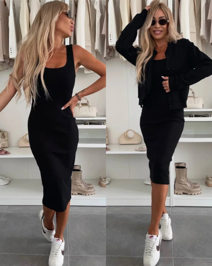 Valerie™ | Mysig Rib Midi & Bomber Set