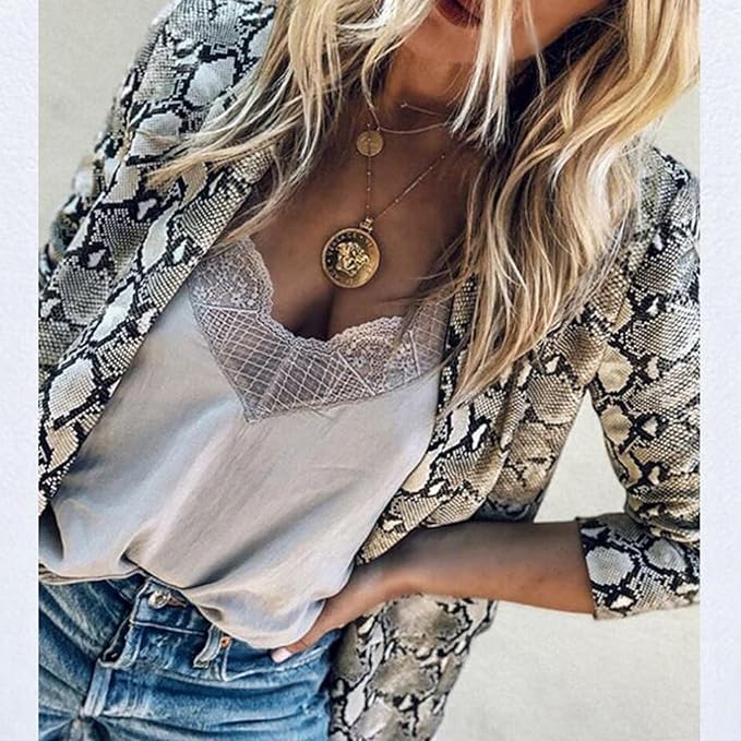Luna™ - Elegant Ormskinnsmönster Öppen Framsidan Blazer