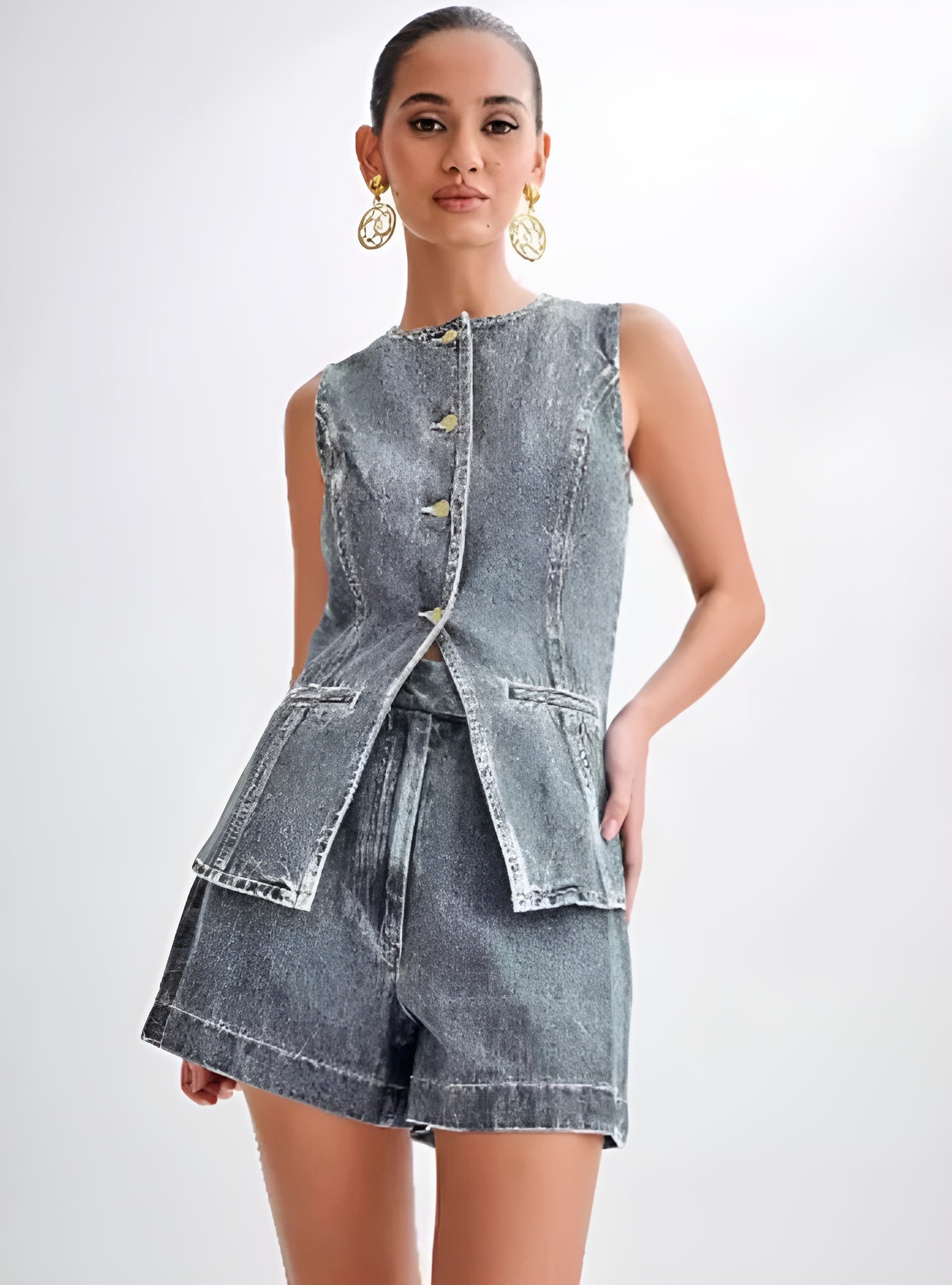 LANA™ | Trendigt denimset med knappar