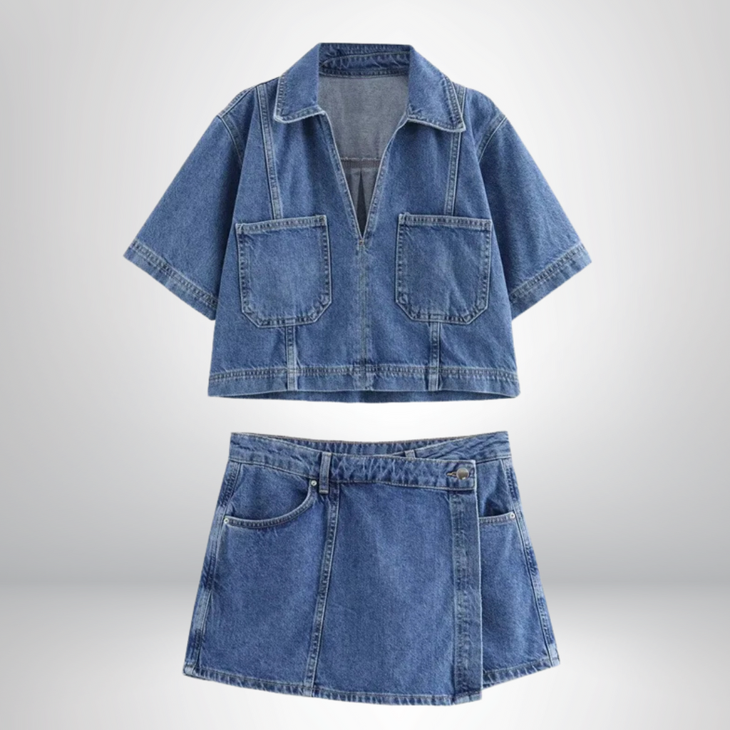 LANA™ | Emelie - Denimset med V-ringning