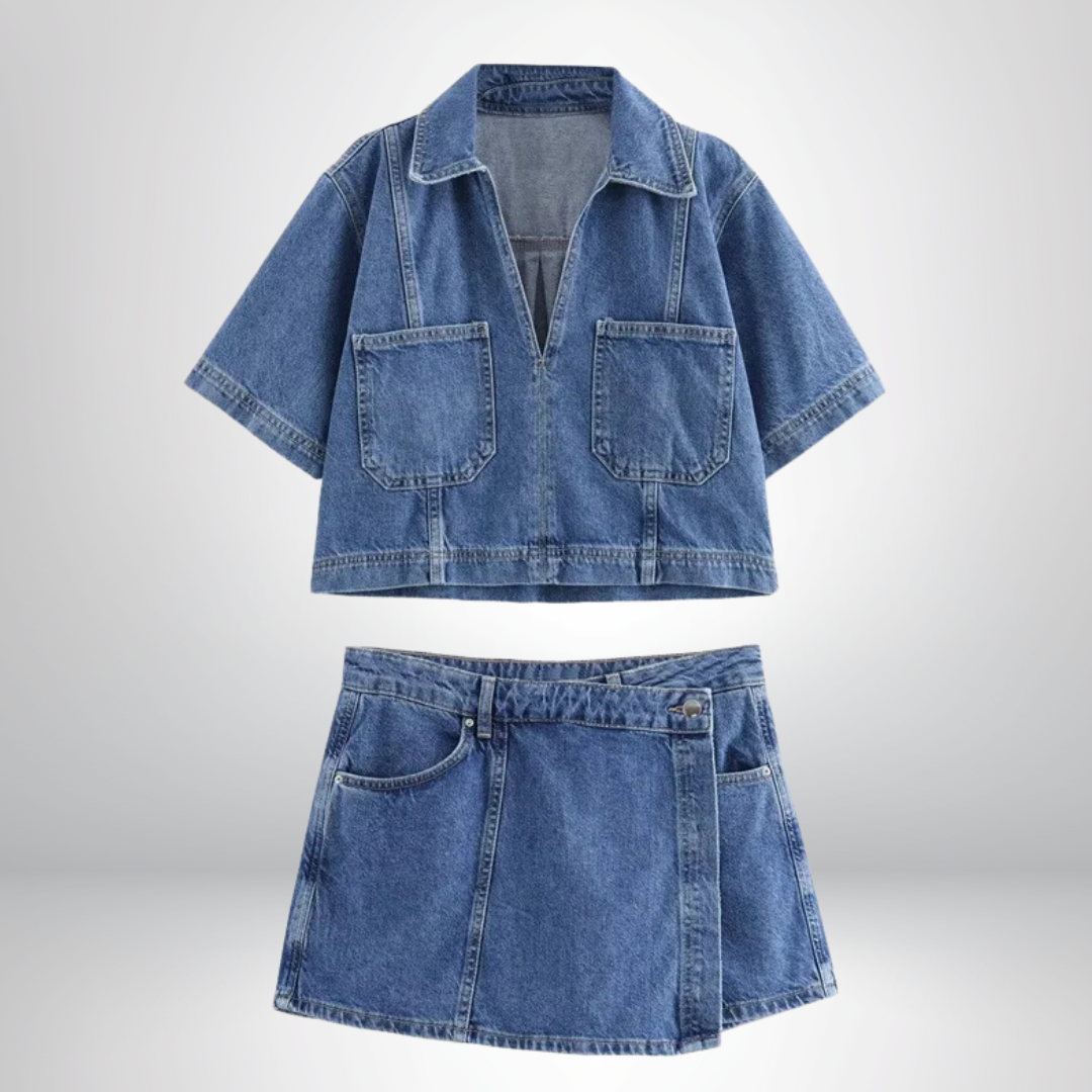 LANA™ | Emelie - Denimset med V-ringning