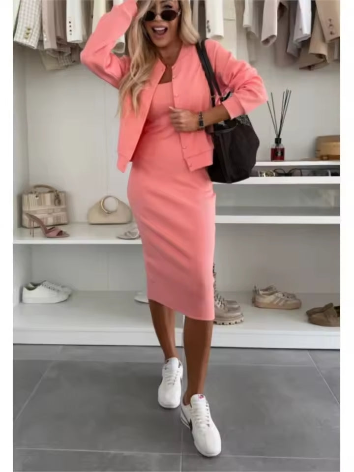 Valerie™ | Mysig Rib Midi & Bomber Set