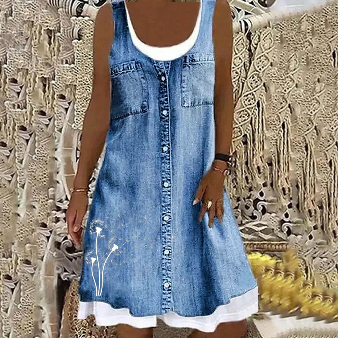 LANA™ | Viola - Mjuk och Elegant Denimklänning