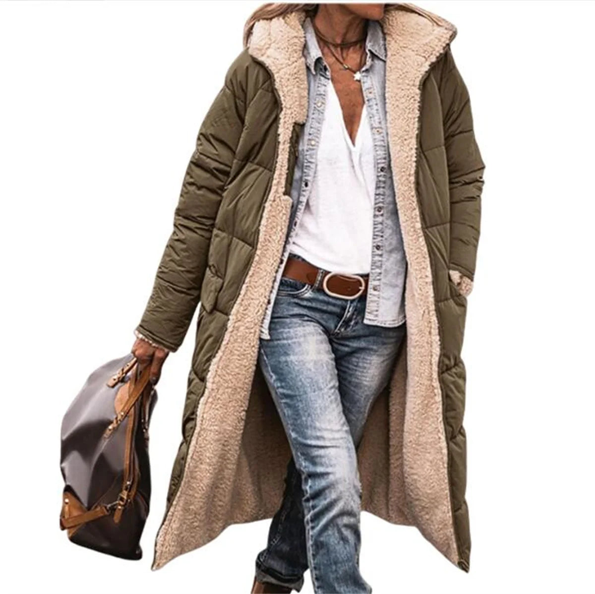 Olga - Vaddad vinterjacka med huva för damer