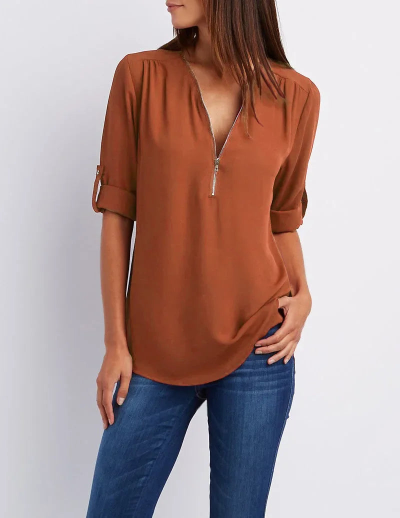 LANA™ | Ronja – Elegant topp med dragkedja