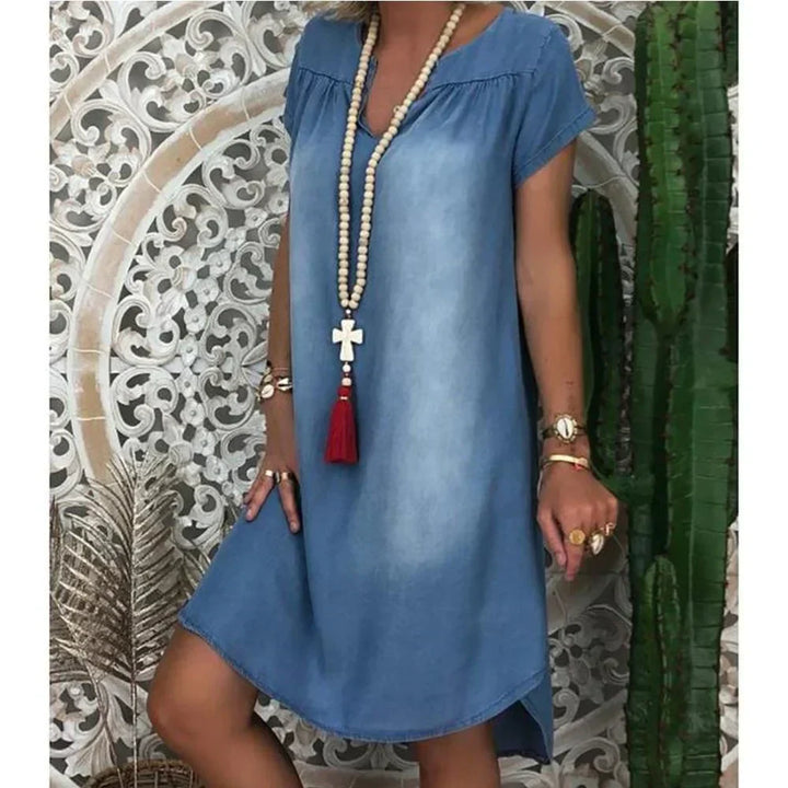 LANA™ | Tyra - Avslappnad Denim Sommarklänning