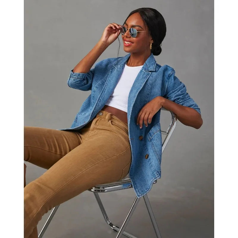 Ella™ - Stilig Denim Blazer Jacka