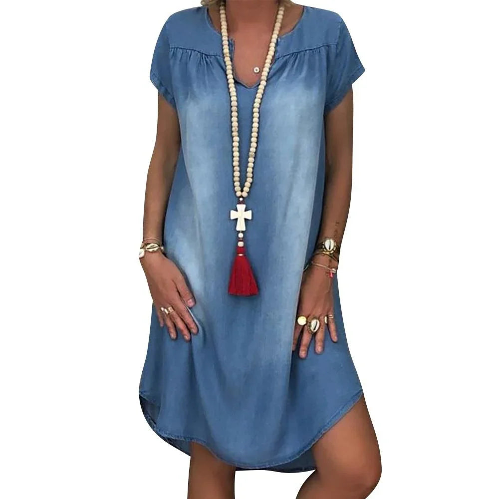 LANA™ | Tyra - Avslappnad Denim Sommarklänning