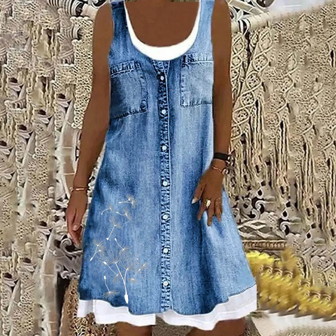 LANA™ | Viola - Mjuk och Elegant Denimklänning
