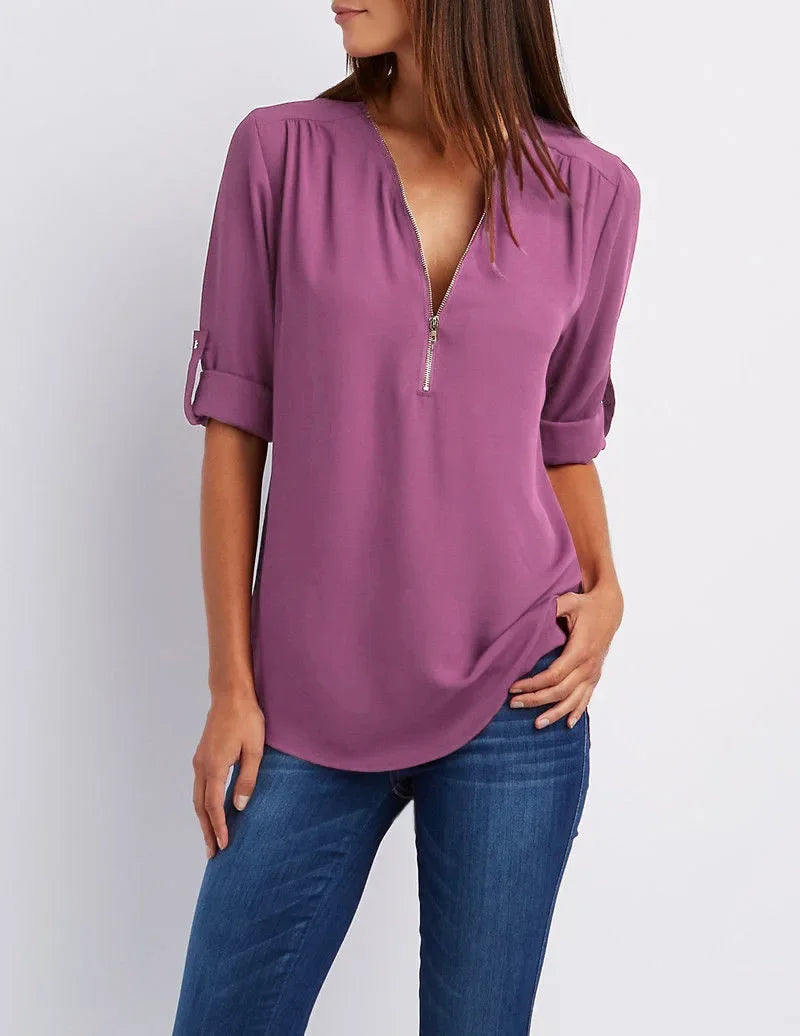 LANA™ | Ronja – Elegant topp med dragkedja