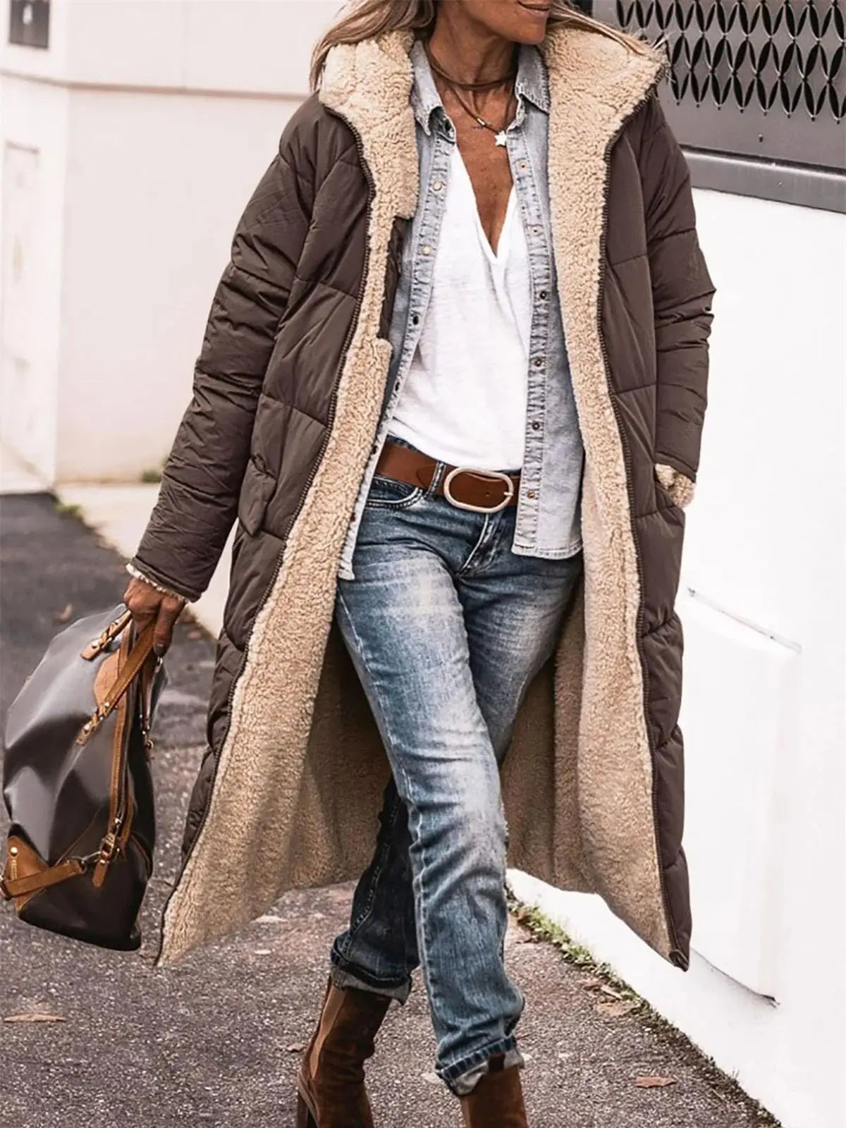 Olga - Vaddad vinterjacka med huva för damer