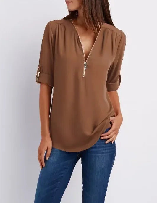 LANA™ | Ronja – Elegant topp med dragkedja