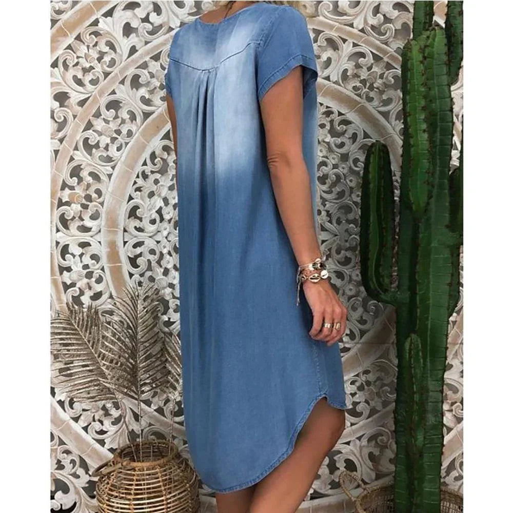 LANA™ | Tyra - Avslappnad Denim Sommarklänning