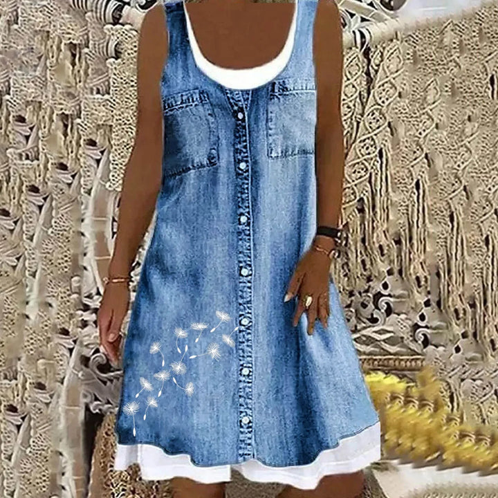 LANA™ | Viola - Mjuk och Elegant Denimklänning