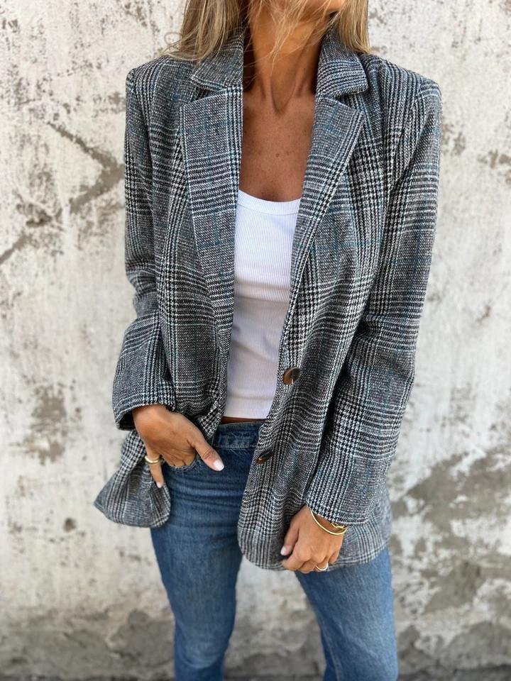 Amelia™ - Avslappnad Kockblazer med Slag
