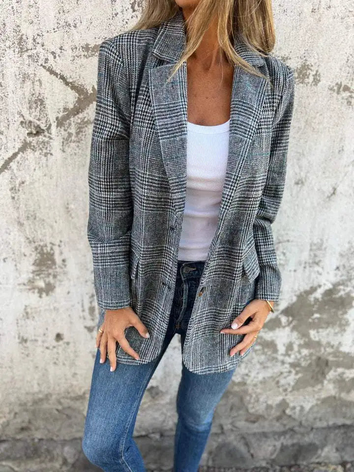 Amelia™ - Avslappnad Kockblazer med Slag