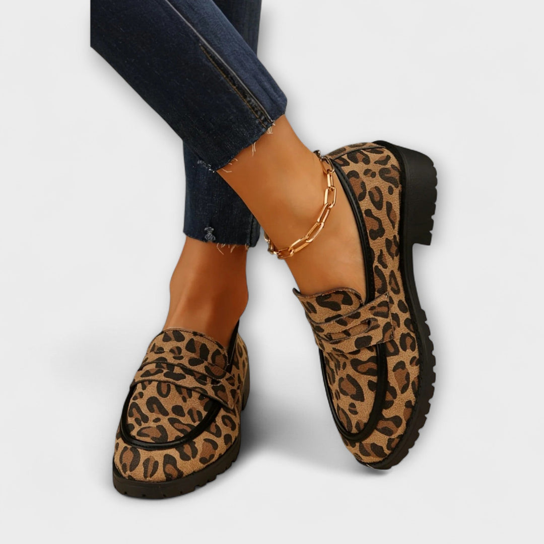 Mireille | Loafers med djurtryck och markerad kant