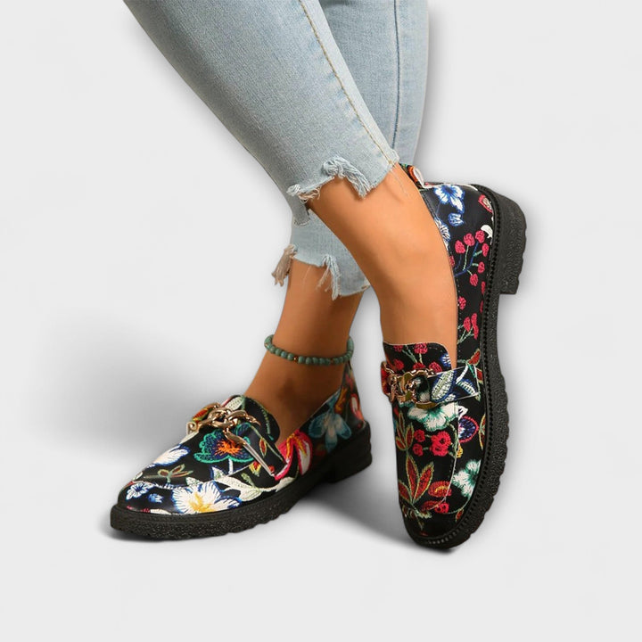 Orla – Mångfärgade Loafers med Blommönster