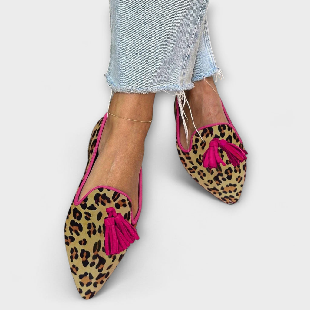 Bronte | Loafers med fransar och djurtryck