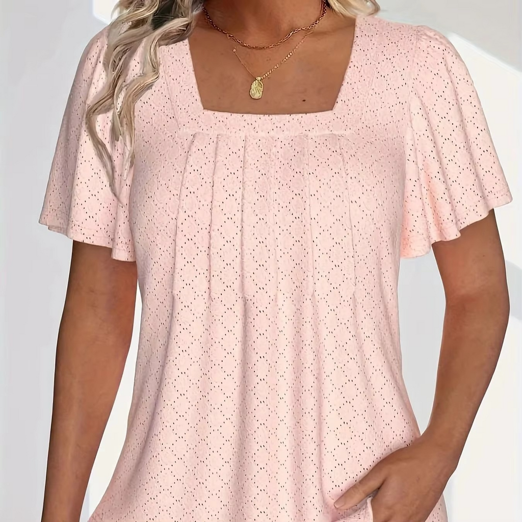 LANA™ | Mirelle – Blus med fyrkantig halsringning och textur