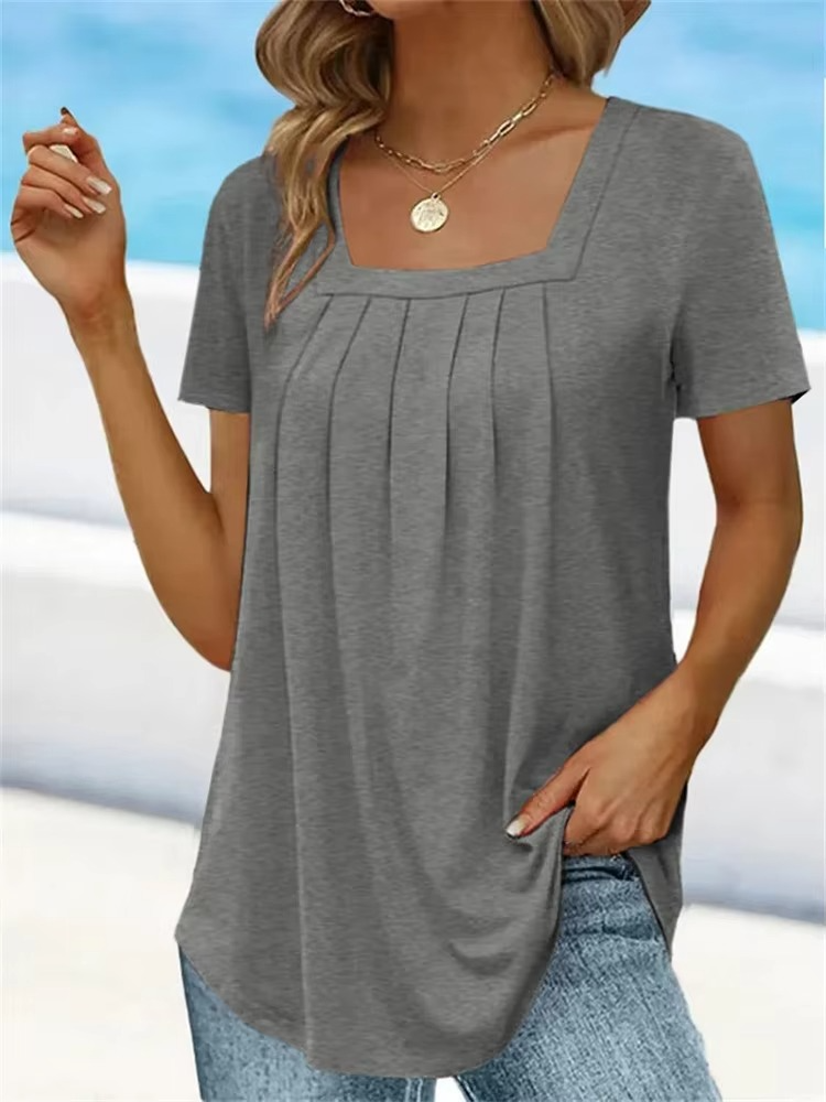 LANA™ | Elvira – Veckad viskostopp med fyrkantig halsringning