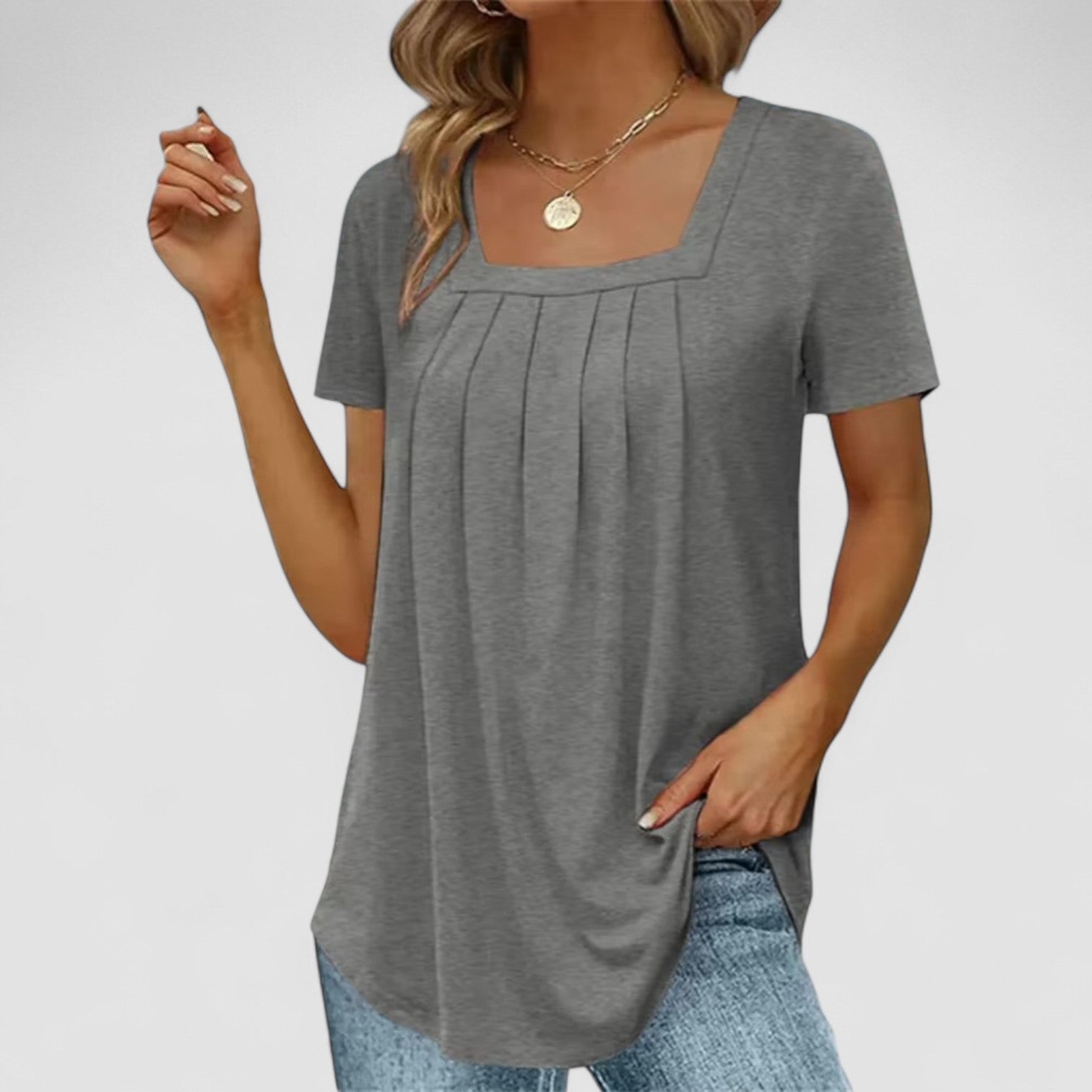 LANA™ | Elvira – Veckad viskostopp med fyrkantig halsringning