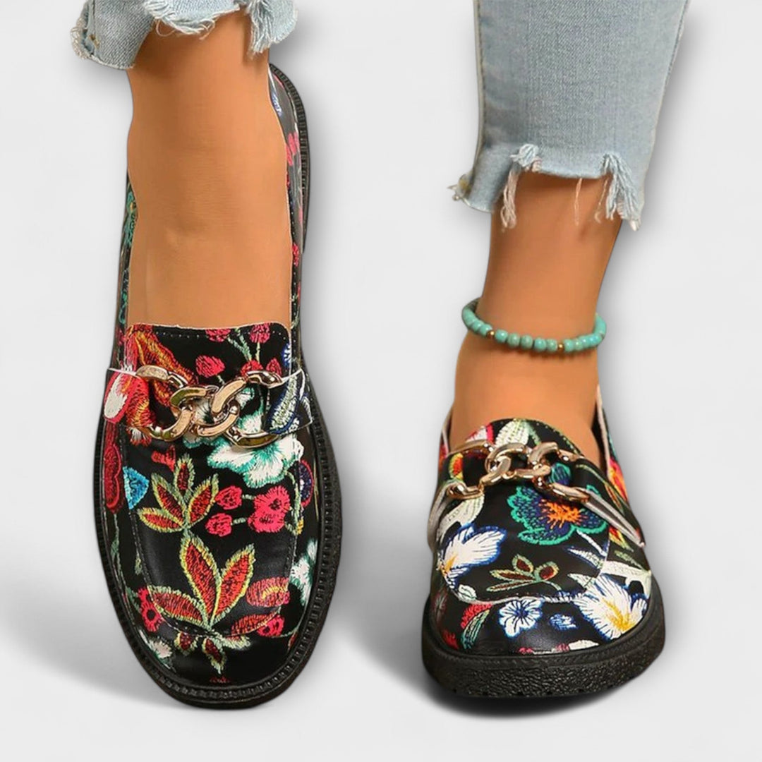 Orla – Mångfärgade Loafers med Blommönster