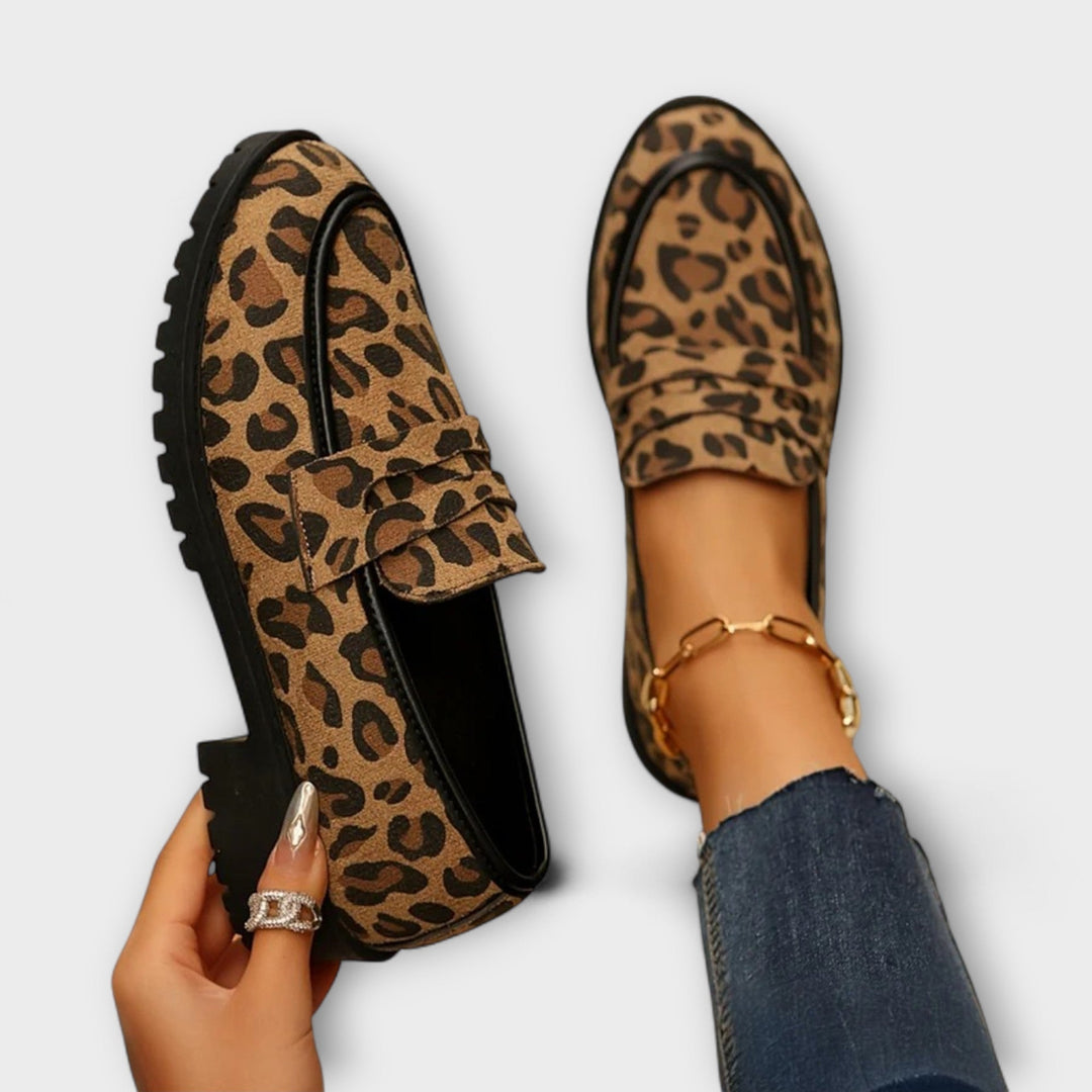Mireille | Loafers med djurtryck och markerad kant