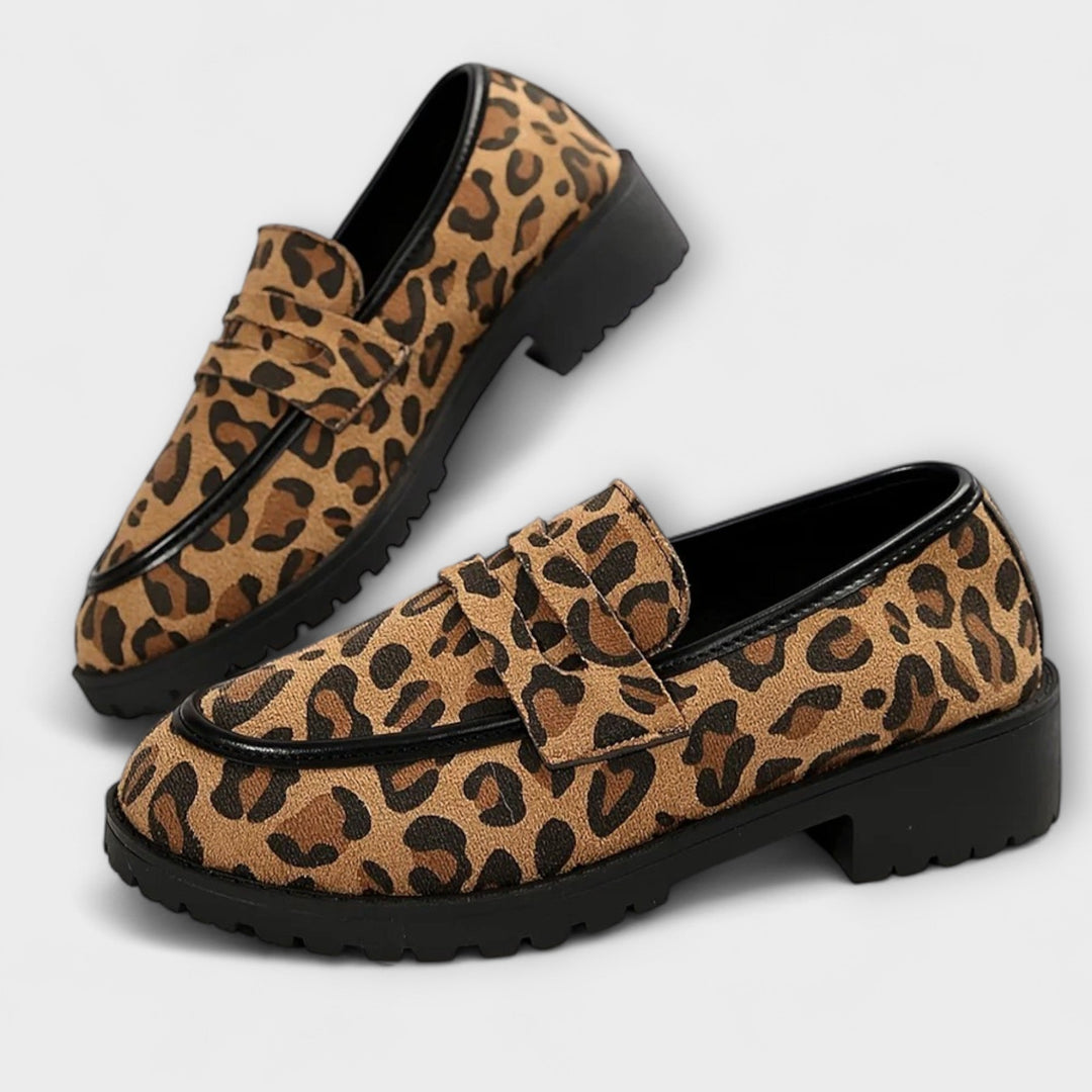 Mireille | Loafers med djurtryck och markerad kant