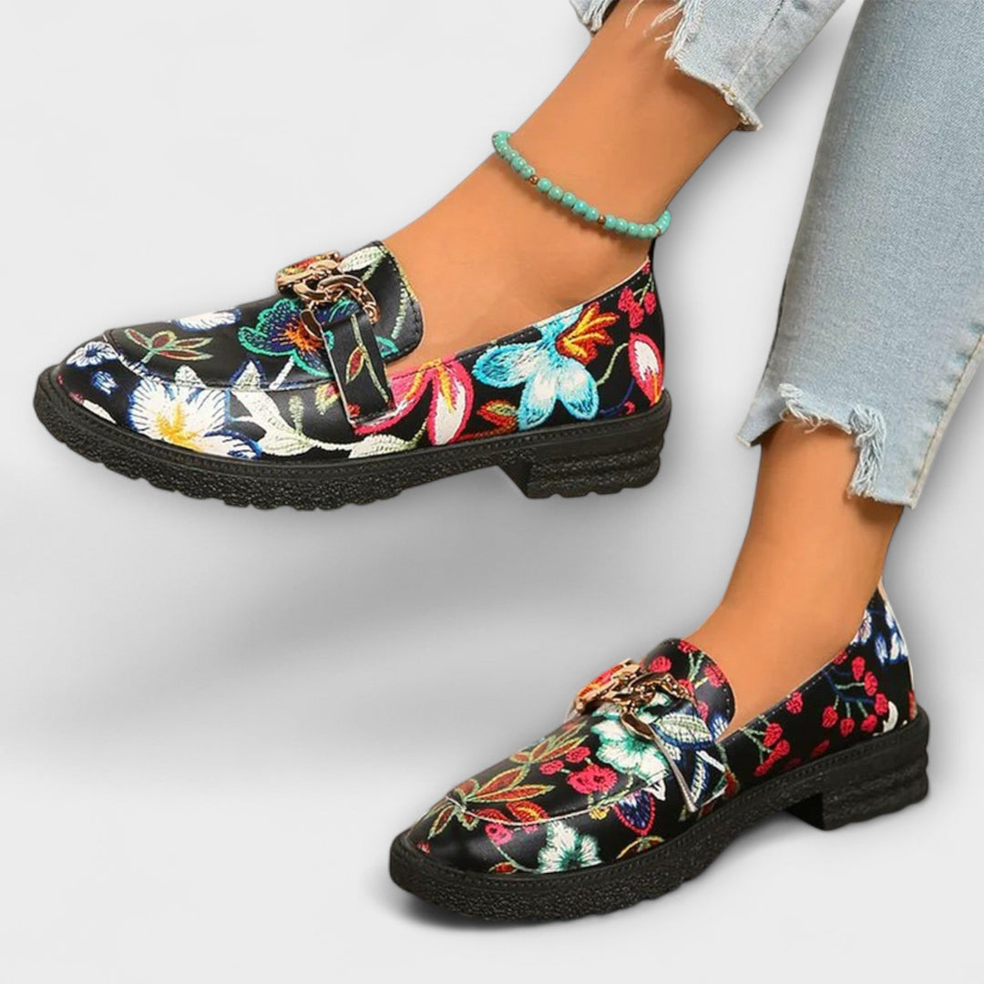 Orla – Mångfärgade Loafers med Blommönster