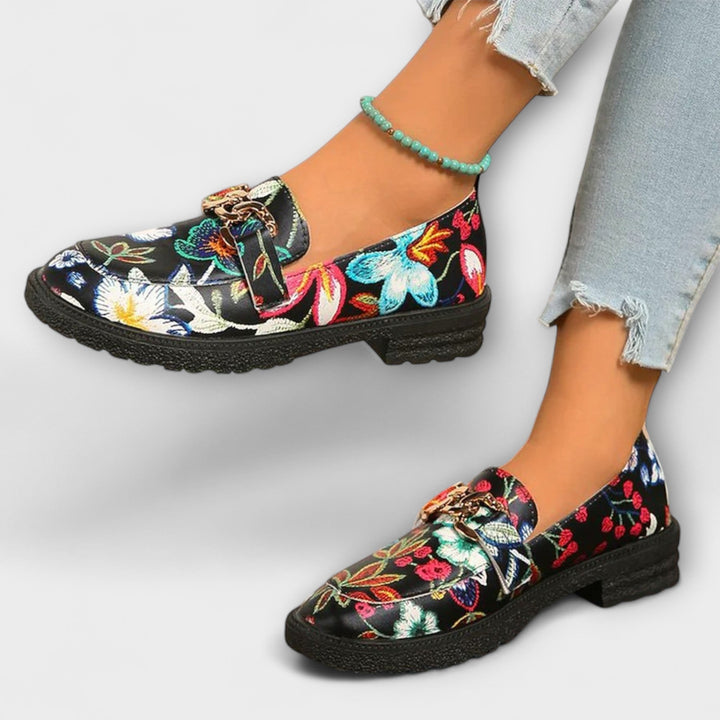 Orla – Mångfärgade Loafers med Blommönster