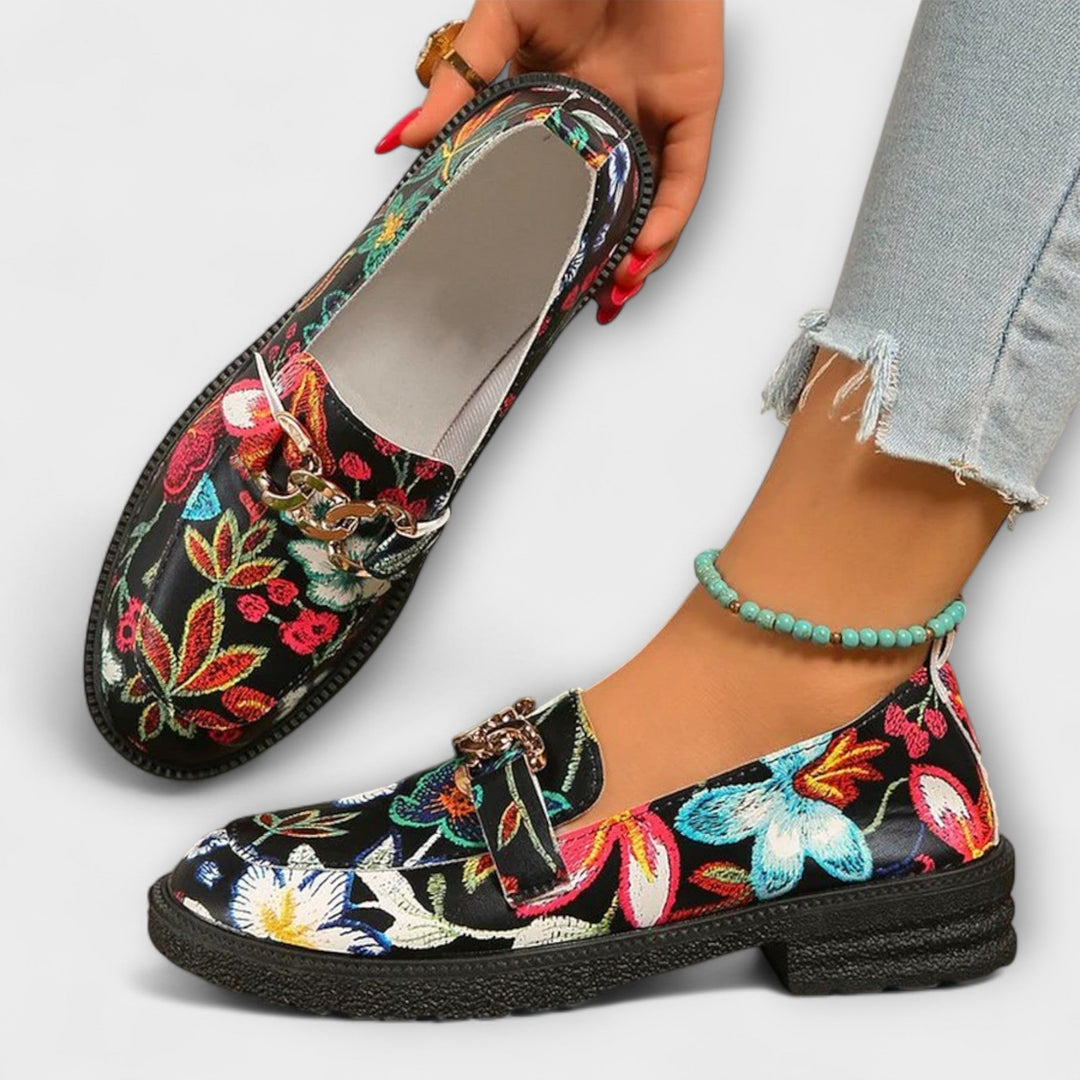 Orla – Mångfärgade Loafers med Blommönster