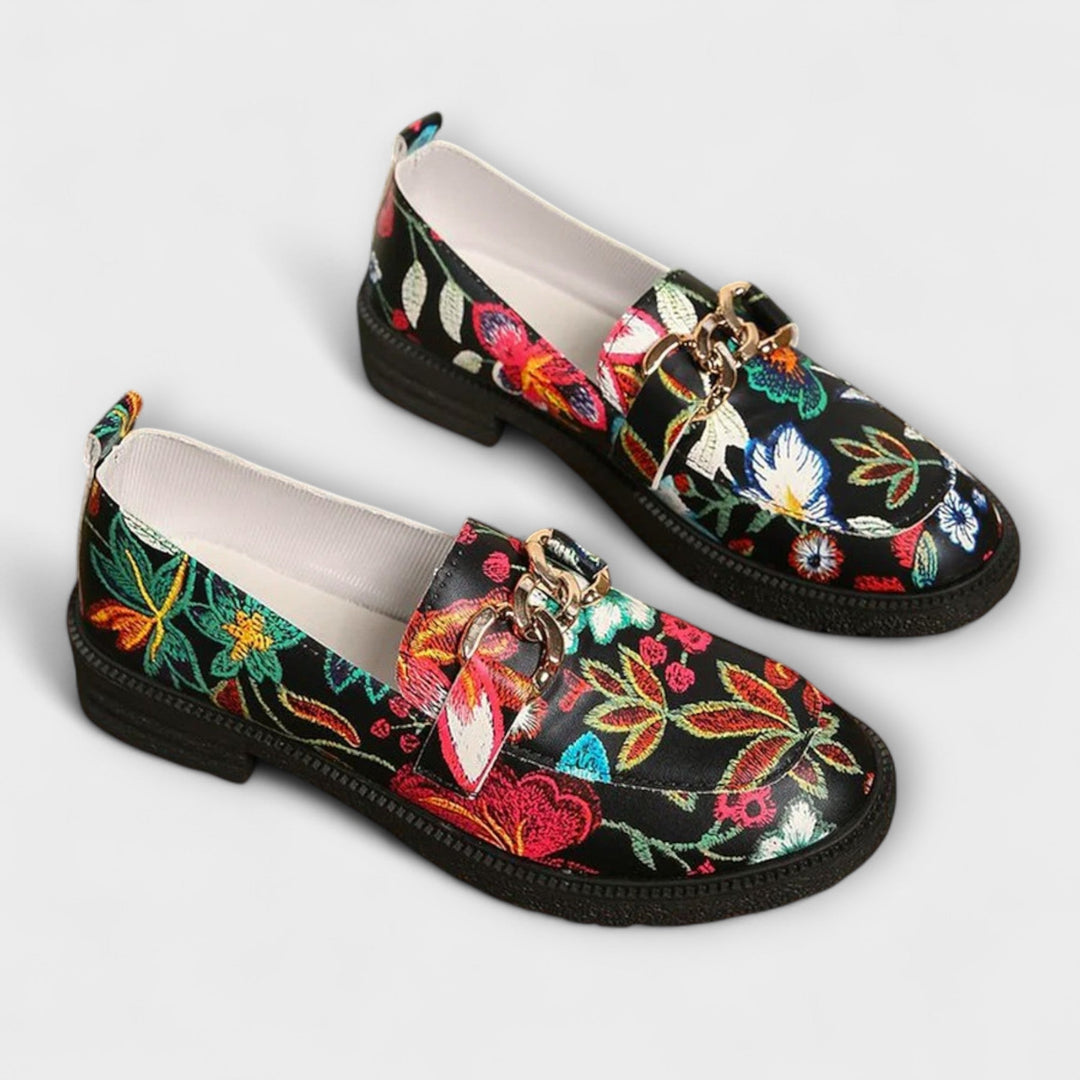 Orla – Mångfärgade Loafers med Blommönster