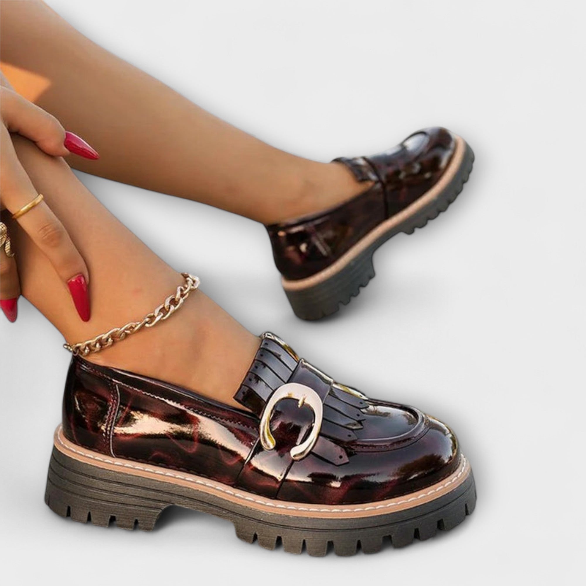 Nova | Chunky loafers med spänne och fransar