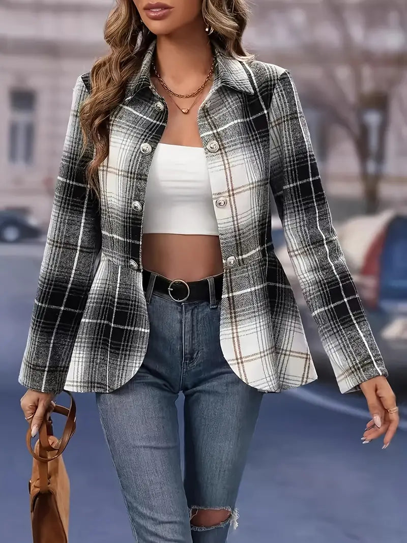 Lina™ - Elegant Rutigt Blazer