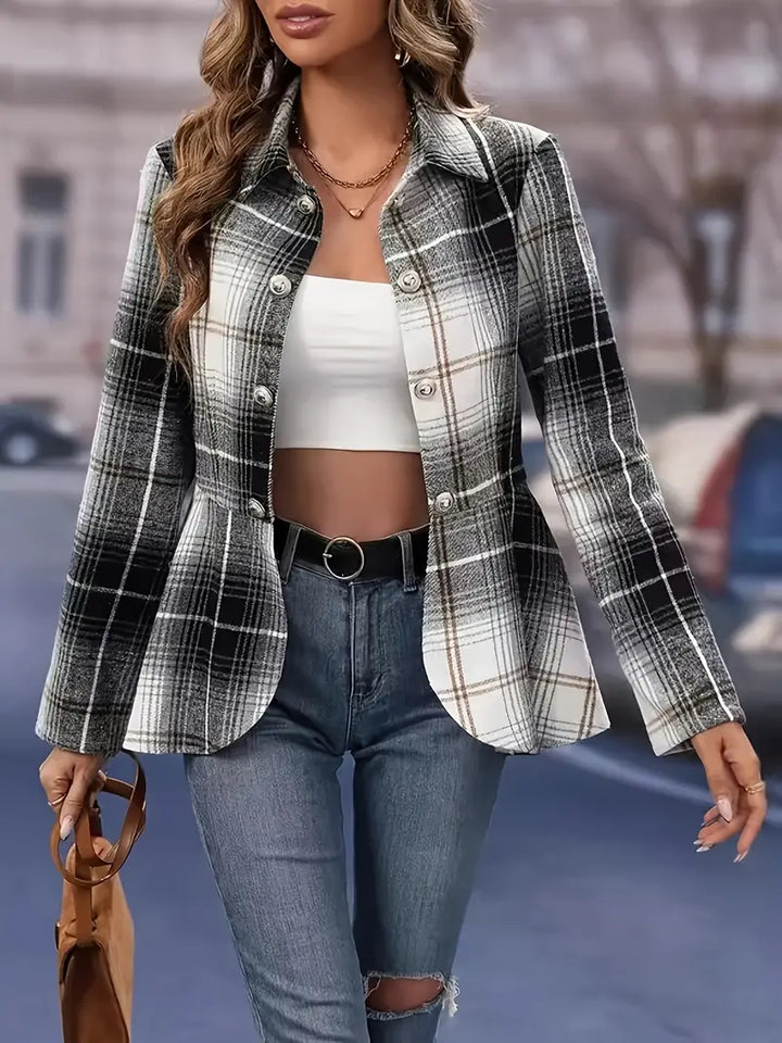 Lina™ - Elegant Rutigt Blazer
