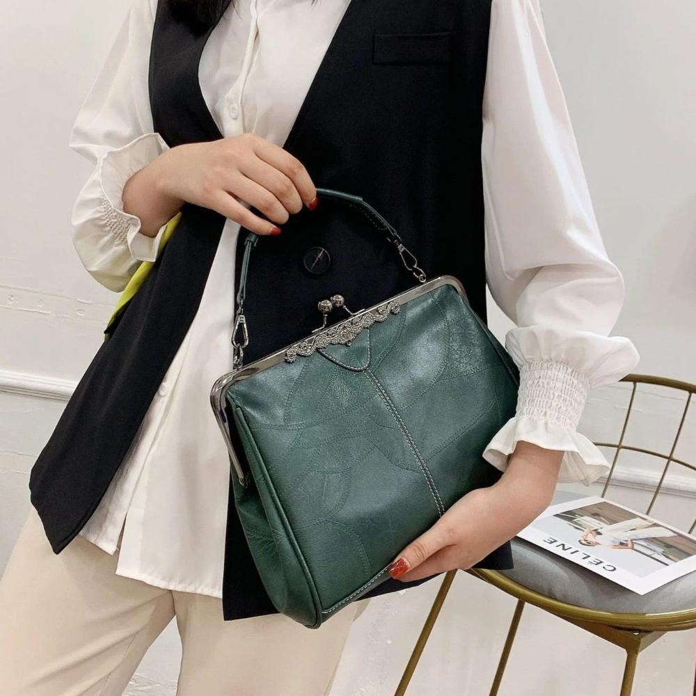 Vintage handväska med klämslut