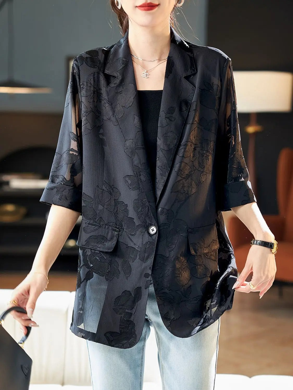 Aubrey™ - Elegant Blommig Blazer