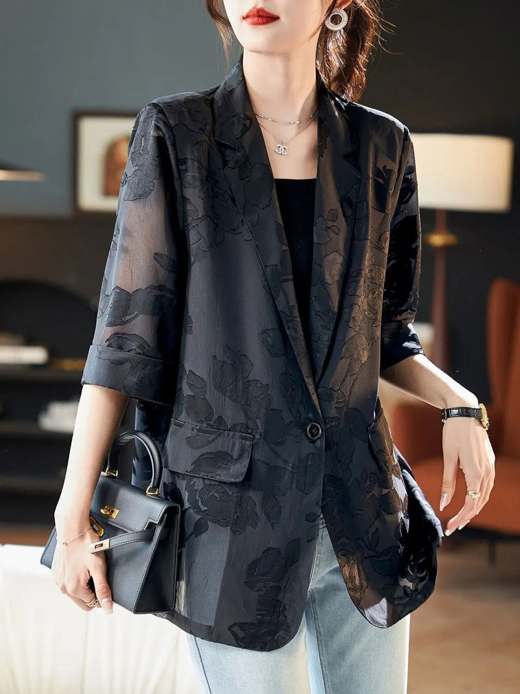 Aubrey™ - Elegant Blommig Blazer